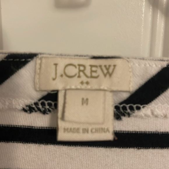 J. Crew Women’s Med. Embroidered Floral&Stripes Top Bell Sleeve Black‎ White - Picture 2 of 8